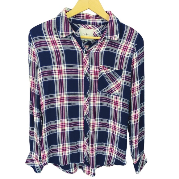 Rails Hunter Flannel Long Sleeve Button Up / Down Shirt Purple Magenta Blue - Picture 2 of 7